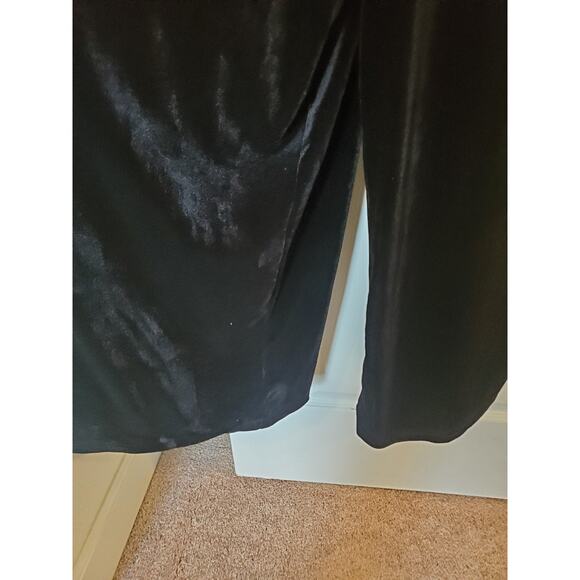 Eloquii Velvet Black Stretch Comfy Puff Sleeve Wide Leg Jumpsuit, Plus Size 24 - Picture 8 of 13